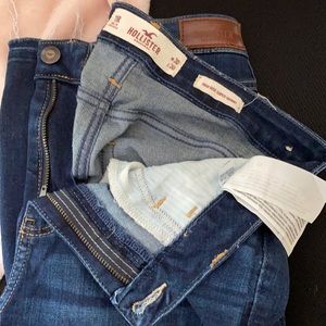 Dark wash distressed skinny jeans